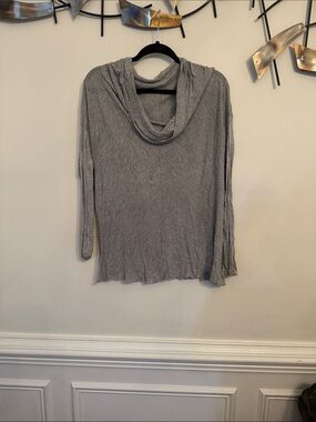 Halogen Gray Lightweight Draped Cowl Neck Sweater